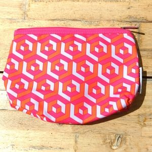 Johnathan Adler Clinique Makeup Cosmetic Bag Case Clutch Pink Orange White New